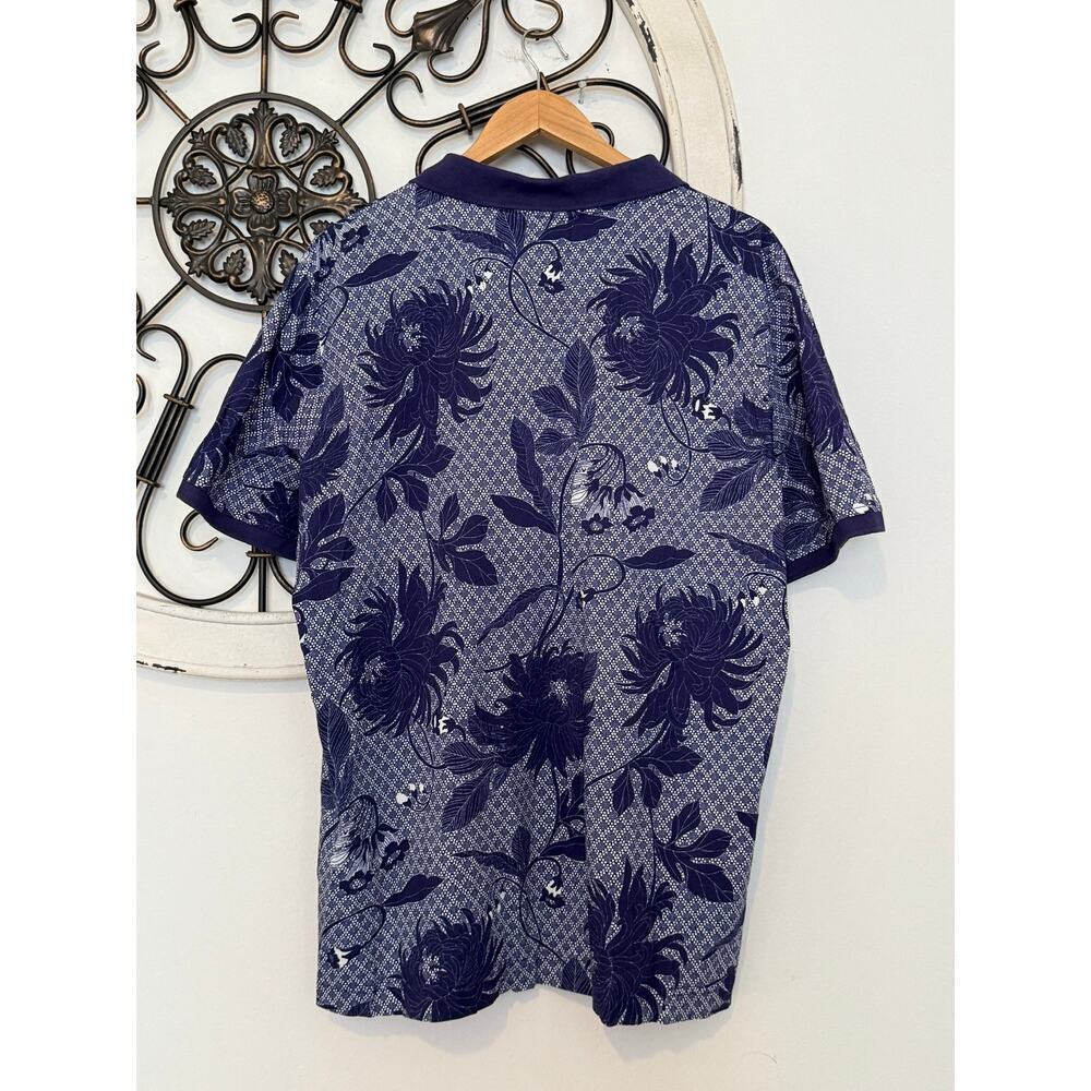 Robert Graham “Mabry” Floral Jacquard Polo Shirt Blue Gray Men’s XL Classic Fit - Picture 4 of 6